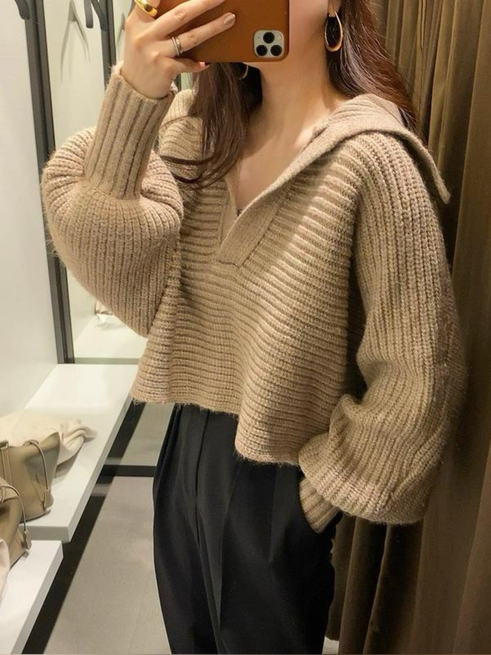 Zara balloon sleeve knit sweater size small